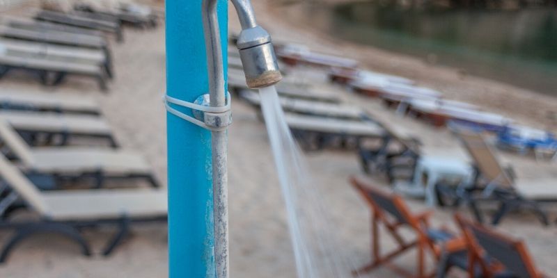 portable shower on the beach