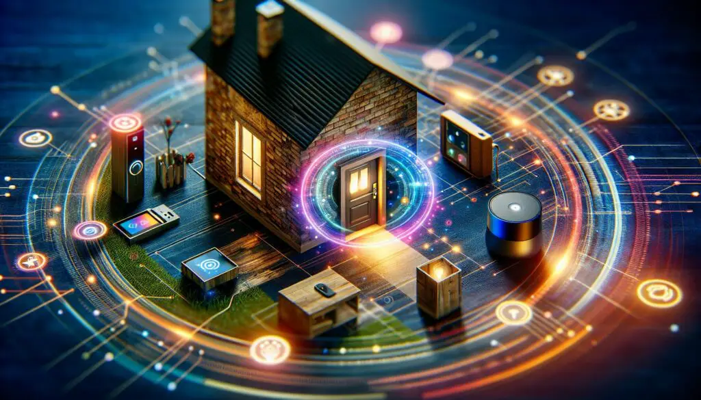 Smart home technology concept with connected devices.