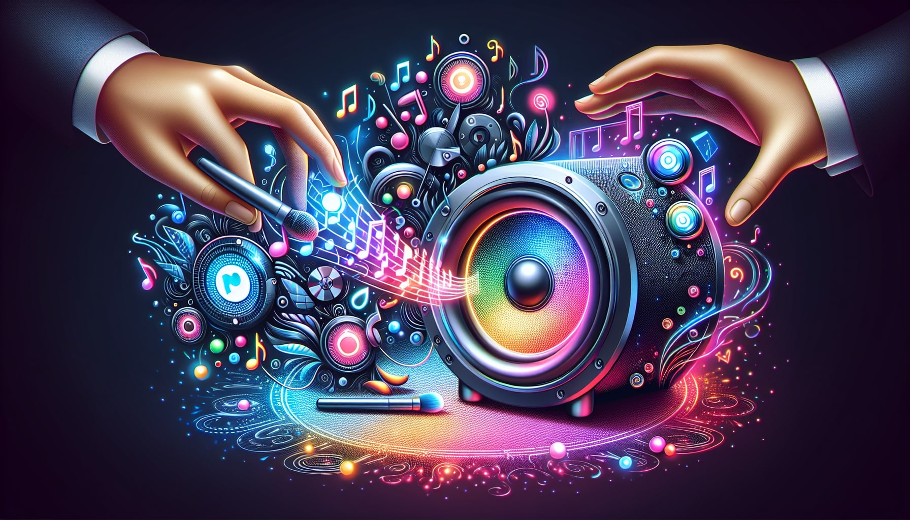Colorful abstract music and technology illustration.