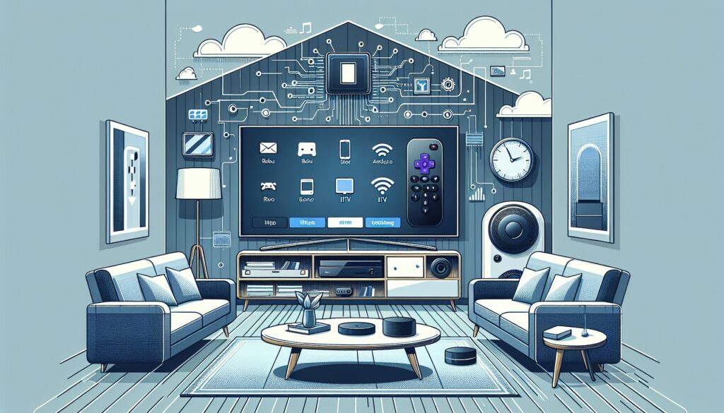 Stylized smart home living room illustration