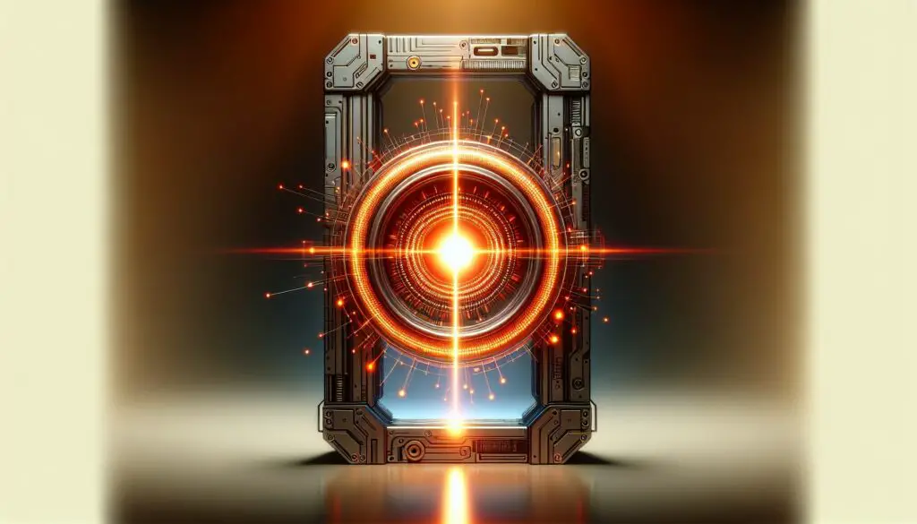 Futuristic glowing portal with sci-fi frame design.